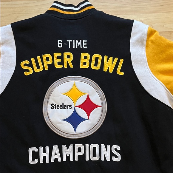 Steelers 6-Time Super Bowl Champions NFL Jacket Black and Yellow G-lll - Picture 7 of 12